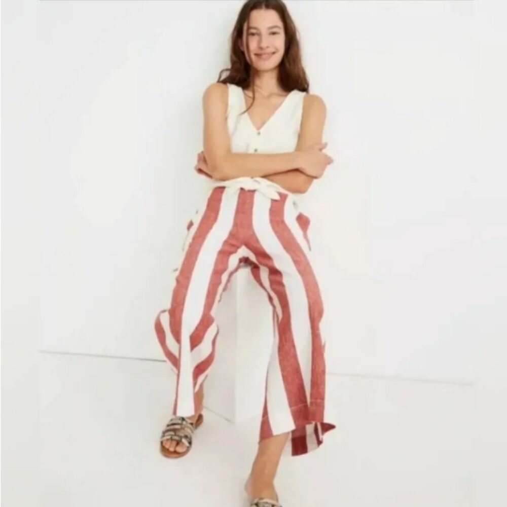 Madewell Huston‎ Wide Leg Pull On Linen Crop Pants Size Small